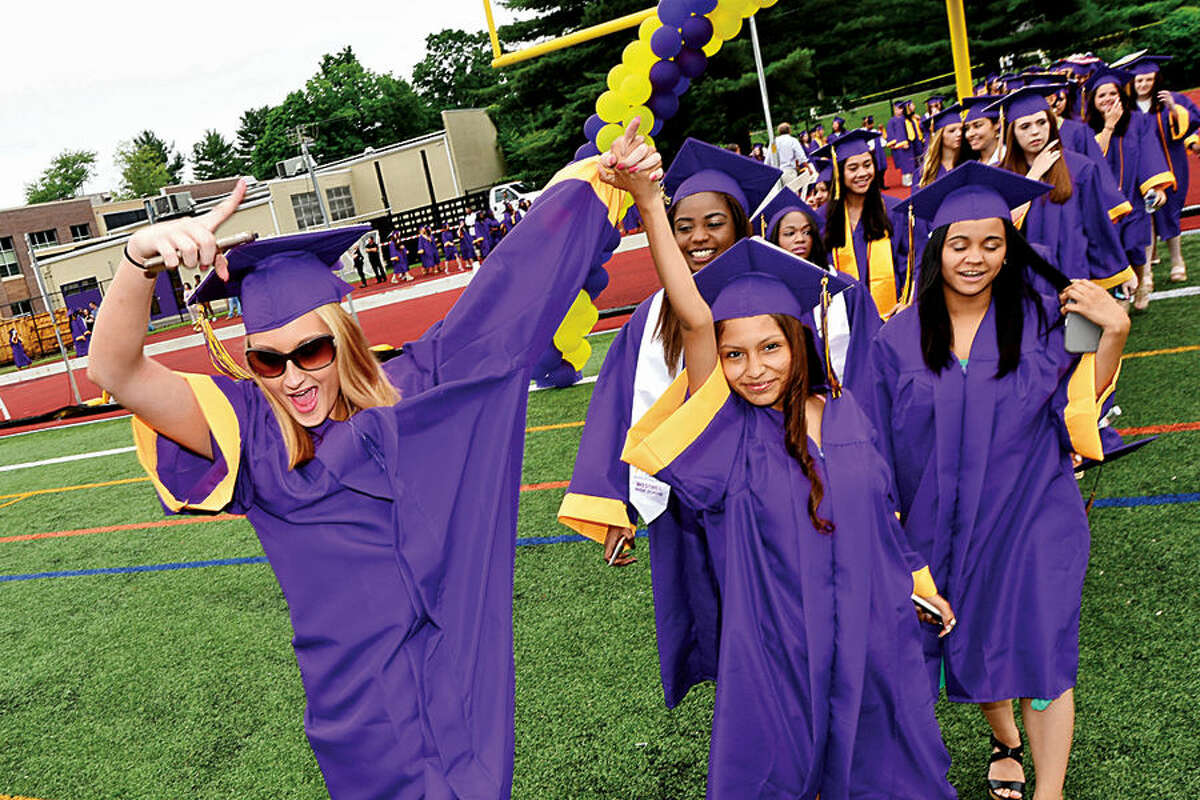 Hour photo / Erik Trautmann Westhill High School seniors celebrate during their commencement ceremonies for the Class of 2015 Thursday.
