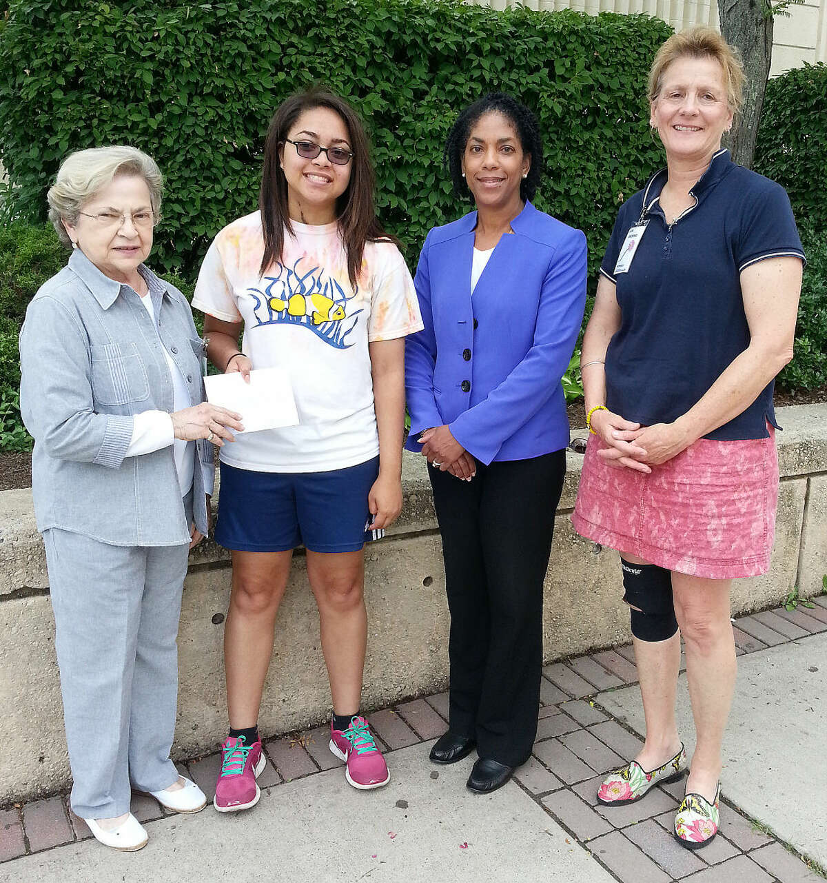 Contributed photo The Norwalk Garden Club presented a scholarship for $1,000 to Amanda Turner recently. Pictured from the left are: Janet Valus (Scholarship Committee); Amanda Turner; Mrs. Turner; and Jan Broome, President. Not pictured is Barbara Thompson (Scholarship Committee).