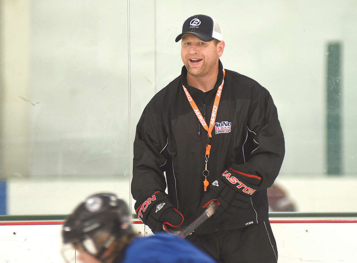 Hour photo/John Nash - Former Trinity Catholic and Darien High hockey coach Chris Gerwig has been hired by the Connecticut Oilers junior hockey organization.