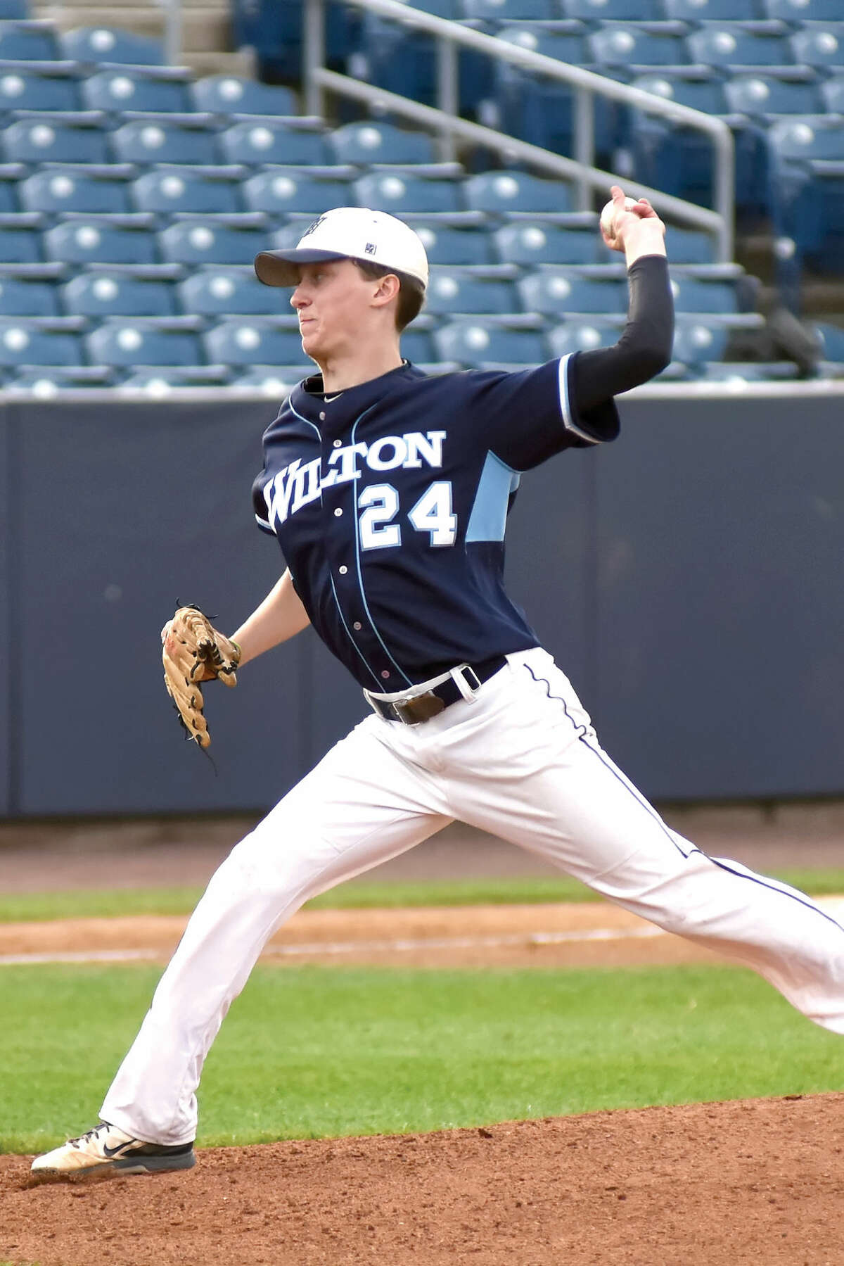 JT Morin is one of eight players from Wilton who will play college baseball in the fall. (John Nash/Hour photo)