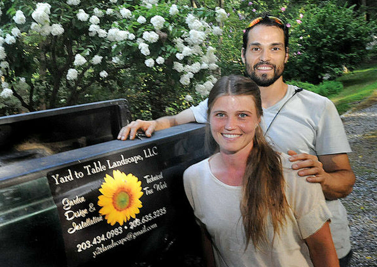 Sarah Lade and Ruben Mariscal, co-owners of Yard to Table Landscape, LLC, based in Wilton. 
