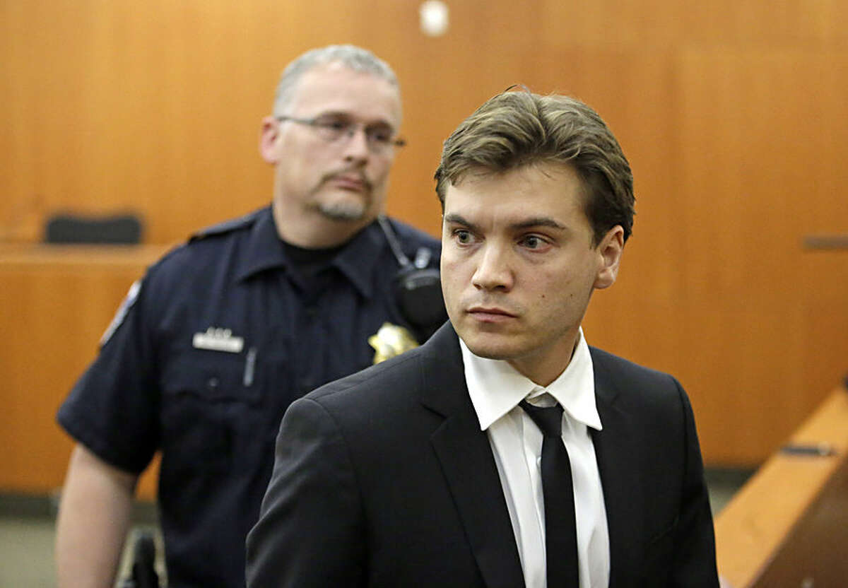 Actor Emile Hirsch appears in court on Monday, Aug. 17, 2015, in Park City, Utah, after pleading guilty to misdemeanor assault after being accused of putting a female studio executive in a chokehold at a Utah nightclub during the Sundance Film Festival. The 30-year-old from Encino, Calif., will spend 15 days in jail, pay a $4,750 fine and do 50 hours of community service. If he completes the sentence, the charge will be dismissed. (AP Photo/Rick Bowmer, Pool)