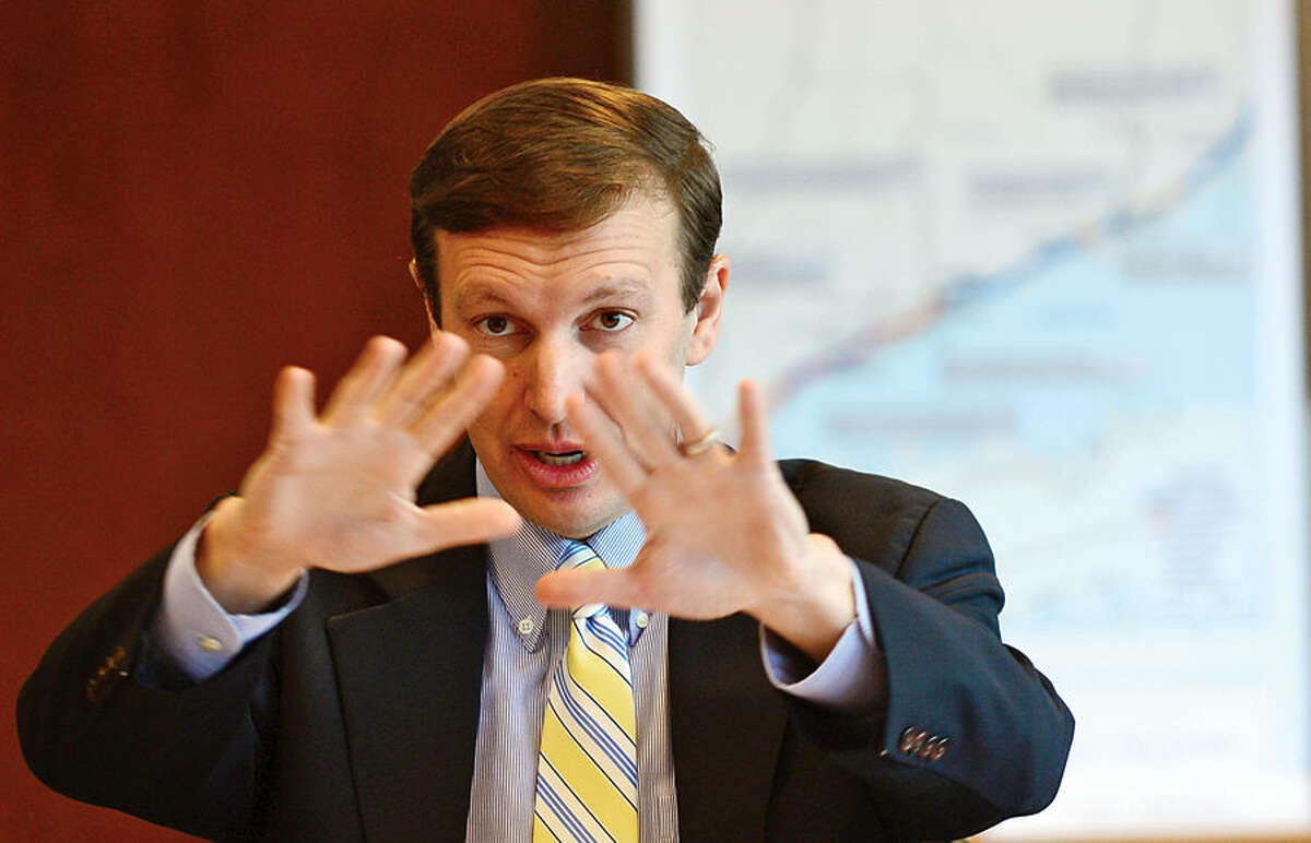 U.S. Sen. Chris Murphy (D-Conn.) holds a roundtable discussion at 4 Landmark Square in Stamford Thursday morning to discuss infrastructure issues impacting Southwestern Connecticut. Murphy held the meeting to announce new legislation for innovative financing needed for development of rail systems in the Northeast Corridor.