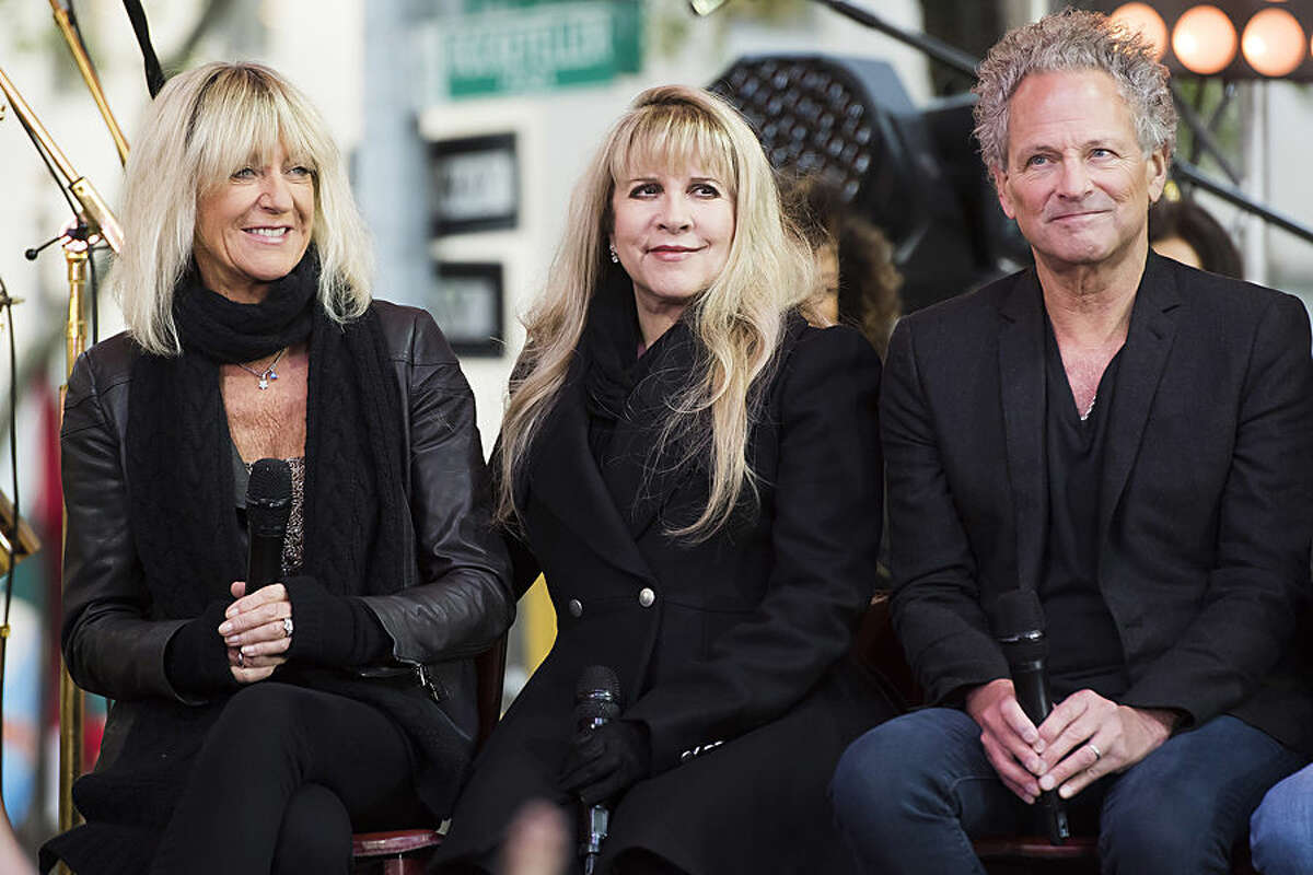 Christine McVie, left, Stevie Nicks and Lindsey Buckingham, from the band Fleetwood Mac, appear on NBC's "Today" show, Thursday, Oct. 9, 2014, in New York. (Photo by Charles Sykes/Invision/AP)