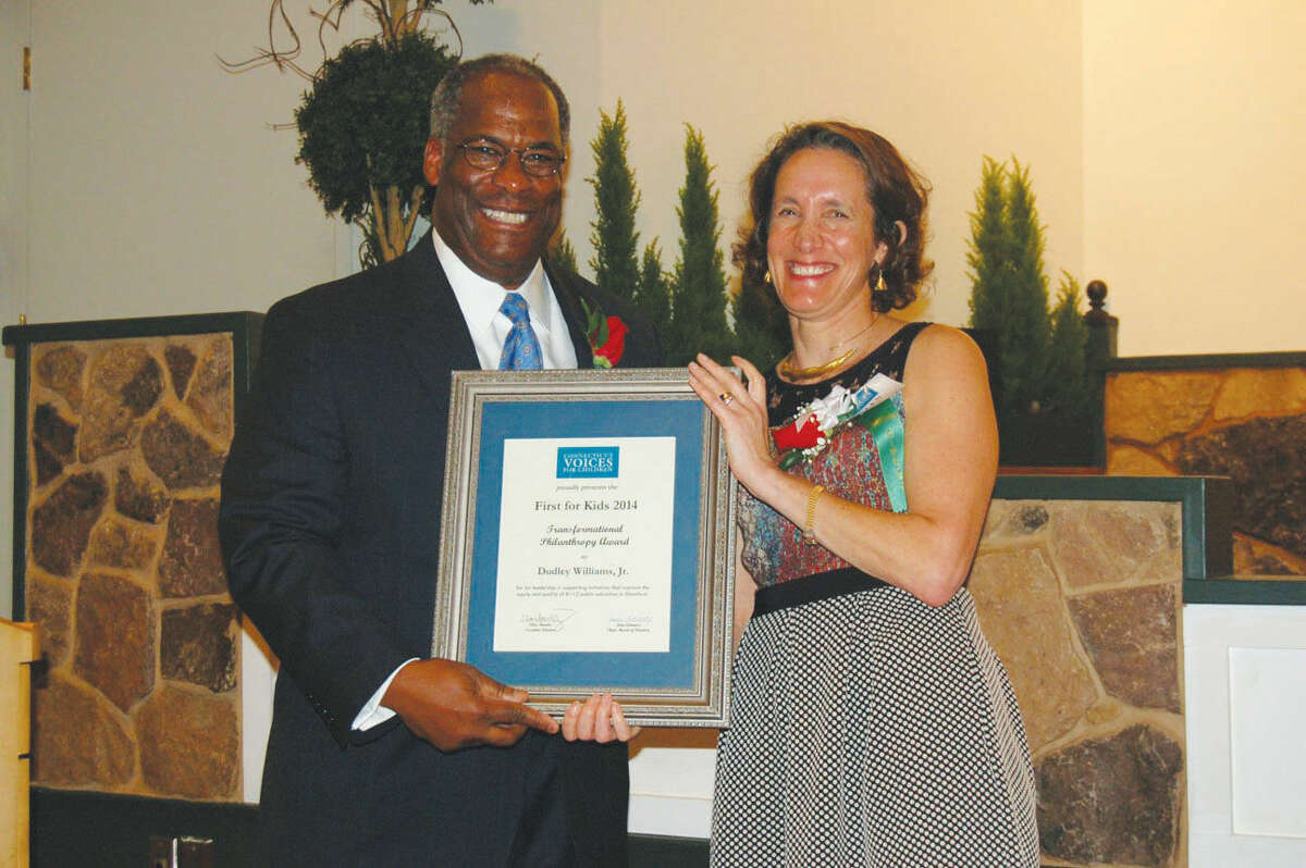 Longtime education advocate Dudley Williams, Jr. (left) was recently recognized for his efforts in education by Connecticut Voices for Children. 