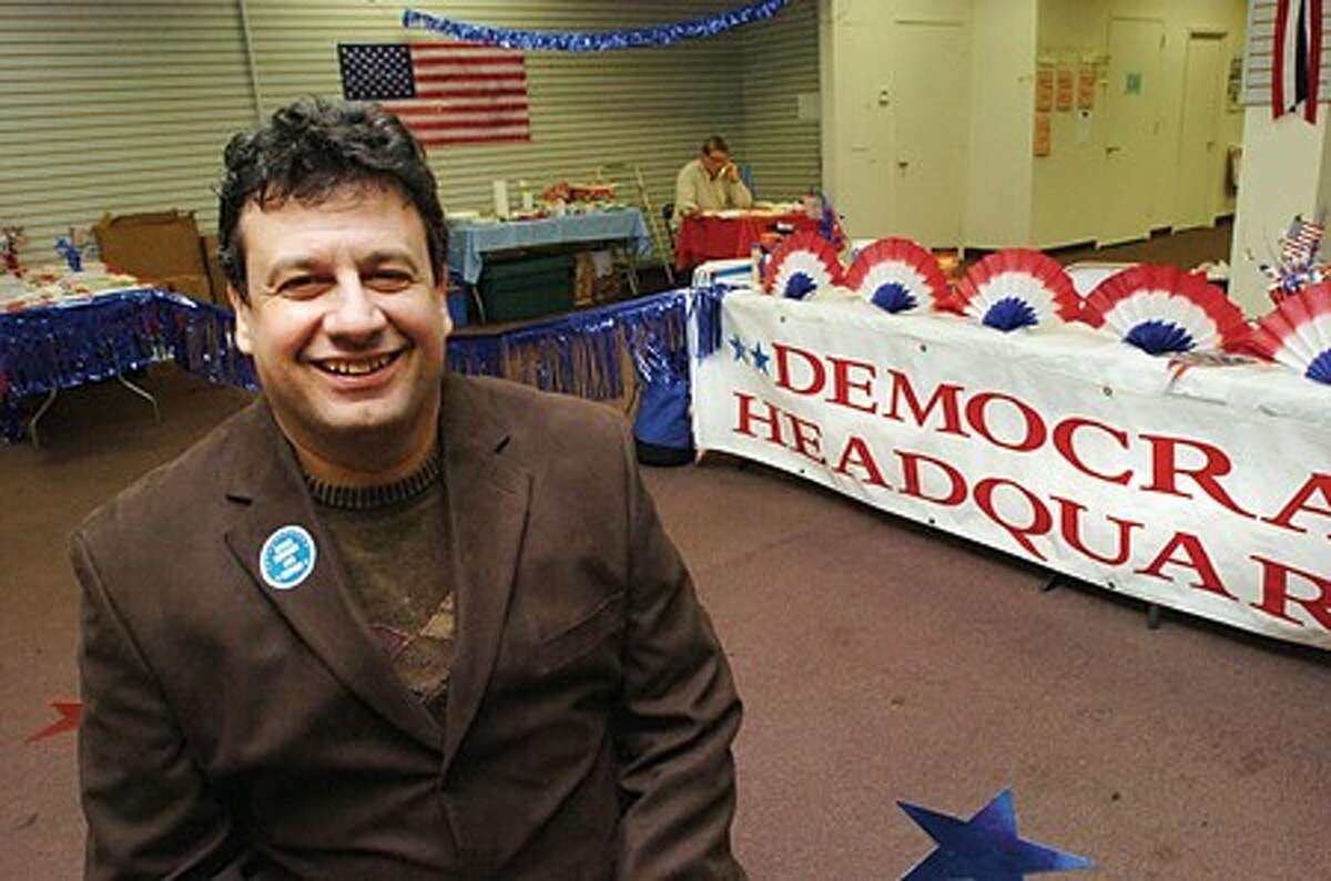 Norwalk Mayoral candidate Steve Serasis at the Democratic Headquarters on Monday night/hour photo matthew vinci
