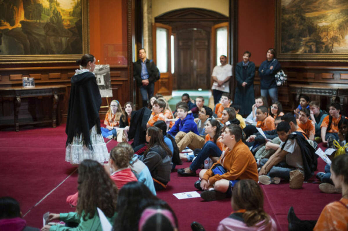 Trisha Keeler Photography Students from Nathan Hale Middle School attend an Education Program session at the Lockwood-Mathews Mansion Museum.