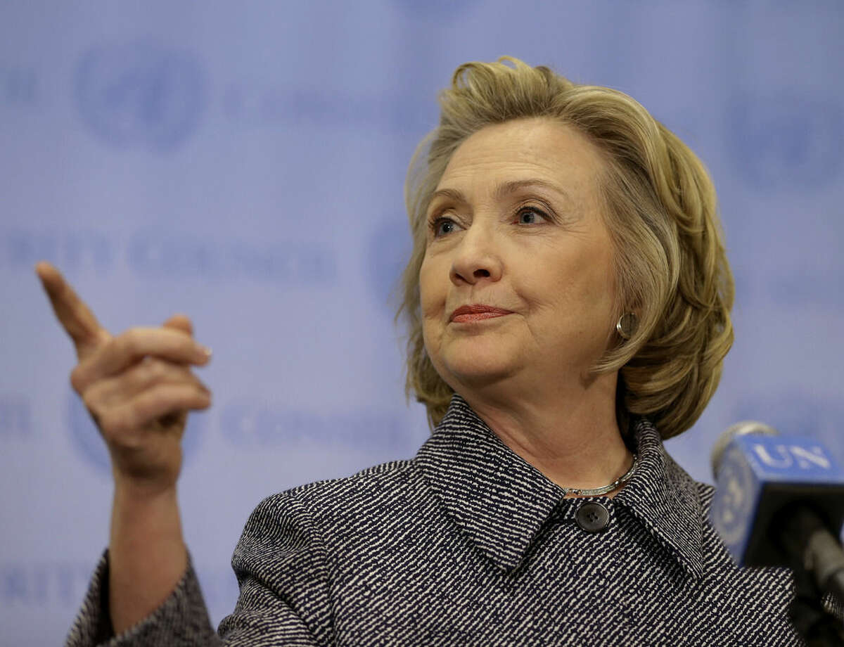 Hillary Rodham Clinton speaks to the reporters at United Nations headquarters, Tuesday, March 10, 2015. Clinton conceded Tuesday that she should have used a government email to conduct business as secretary of state, saying her decision was simply a matter of "convenience."(AP Photo/Seth Wenig)