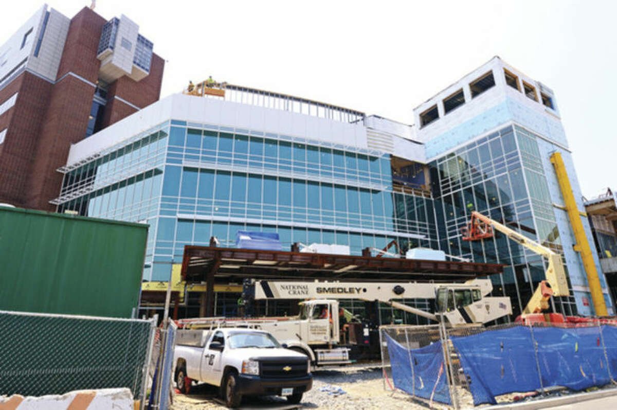 Hour photo / Erik Trautmann Norwalk Hospital?•s construction of the five-story, 95,500-square-foot Anne P. and Harold W. McGraw, Jr. Center, an outpatient pavilion to serve, emergency patients and outpatient surgeries.