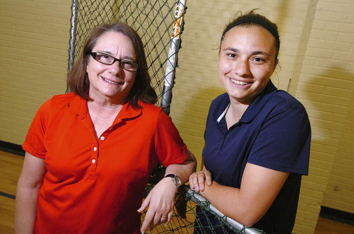 Hour File Photo/Alex von Kleydorff McMahon softball coach Dani Brown, right, with her mother Denise Brown in 2011.