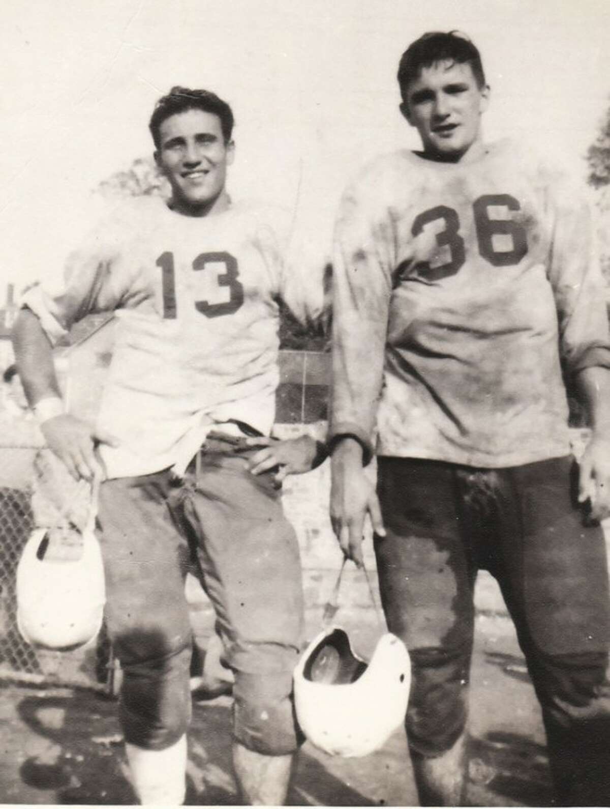 Callahan family photo The late Bobby Callahan, the former chief justice of the Connecticut Supreme Court, is shown with his Norwalk High School backfield running mate Al Palumbo (13) during the 1945 season when the dynamic duo helped lead NHS to the County championship. The two formed a lifelong friendship that endured right up until Callahan passed away last week.