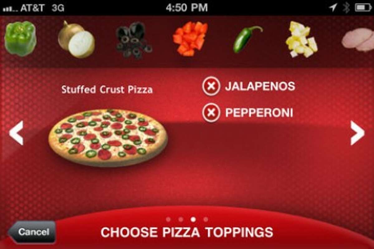 This screen grab courtesy of Pizza Hut shows an image from the Pizza Hut smartphone app. A report from Cornell University reveals that online ordering is catching on fast with pizza customers. (AP Photo/Pizza Hut) NO SALES
