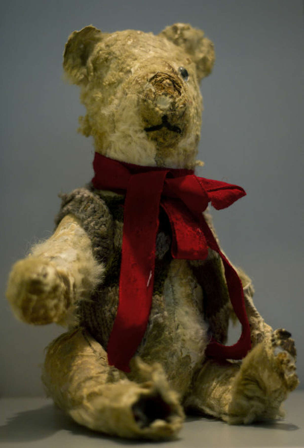 Holocaust survivor Stella Knobel's teddy bear on display at the memorial's "Gathering the Fragments" exhibit at Yad Vashem Holocaust memorial and museum in Jerusalem, Sunday, Jan. 27, 2013., Sunday, Jan. 27, 2013. When Stella Knobel's family had to flee World War II Poland in 1939, the only thing the 7-year-old girl could take with her was her teddy bear. For the next six years, the stuffed animal never left her side as the family wondered through the Soviet Union, to Iran and finally the Holy Land. "He was like family. He was all I had. He knew all my secrets," the 80-year-old now says with a smile. "I saved him all these years. But I worried what would happen to him when I died." So when she heard about a project launched by Israel's national Holocaust memorial and museum to collect artifacts from aging survivors - before they, and their stories, were lost forever - she reluctantly handed over her beloved bear Misiu - Polish for ?“Teddy Bear?”- so the fading memories of the era could be preserved for others. (AP Photo/Ariel Schalit)
