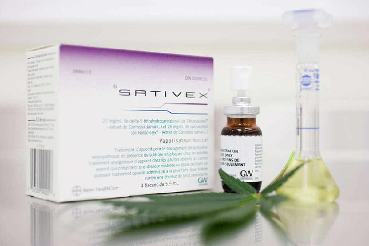 In this undated photo provided by GW Pharmaceuticals, a sample of the drug Sativex is shown. Sativex contains marijuana's two best known components_delta 9-THC and cannabidiol_and already has been approved in Canada, New Zealand and eight European countries for relieving muscle spasms associated with multiple sclerosis. (AP Photo/ GW Pharmaceuticals)