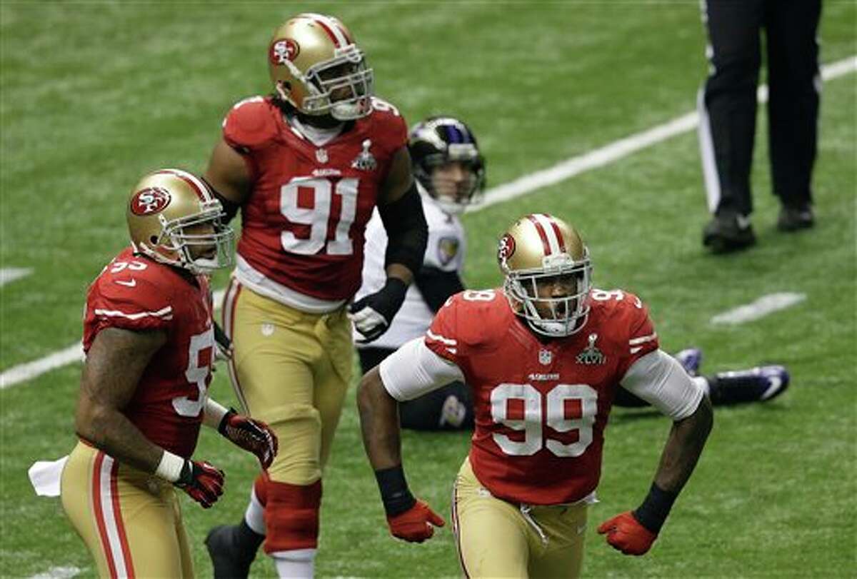 San Francisco 49ers linebacker Aldon Smith (99) against the St