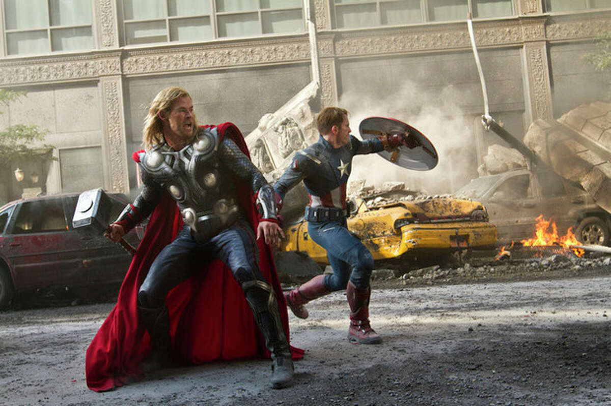 FILE - In this undated file image released by Disney, Chris Hemsworth portrays Thor, left, and and Chris Evans portrays Captain America in a scene from "The Avengers." "The Avengers" are teaming up for a motion-control video game. Ubisoft on May 9, 2012 announced a partnership with Marvel to create a game based on the superhero alliance for Nintendo's upcoming Wii U console and Microsoft's Kinect system for the Xbox 360. (AP Photo/Disney, Zade Rosenthal, File)