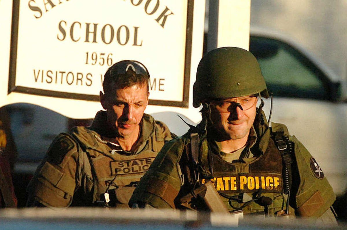 Hour Photo/Alex von Kleydorff. Scene of a mass shooting at the Sandy Hook School in Newtown ct on Friday