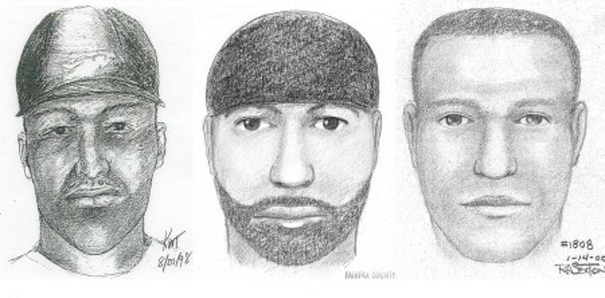 FILE - This composite of artists'' sketches provided by the Fairfax, Va., County Police Department shows the likeness of a suspect wanted for 12 sexual assaults or attempted sexual assaults between 1997 and 2009 in Maryland, Virginia, Connecticut, and Rhode Island. The sketches were made in 1998, left, in 1999, center, and in 2000, right. Federal and local authorities said Friday March 4, 2011 they have arrested a suspect in the so-called East Coast Rapist case. Members of the U.S. Marshal''s Fugitive Task Force arrested Aaron Thomas, 39, "without incident" at his home in New Haven, police spokesman Joseph Avery said. (AP Photo/Fairfax County Police, File)