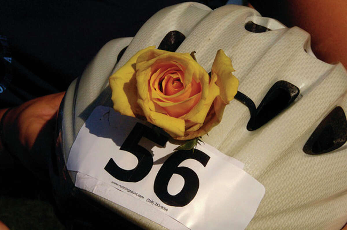 A rose was worn to honor a cancer victim at The 2011 Connecticut Challenge Bike Ride at Fairfield County Hunt Club in Westport Saturday.