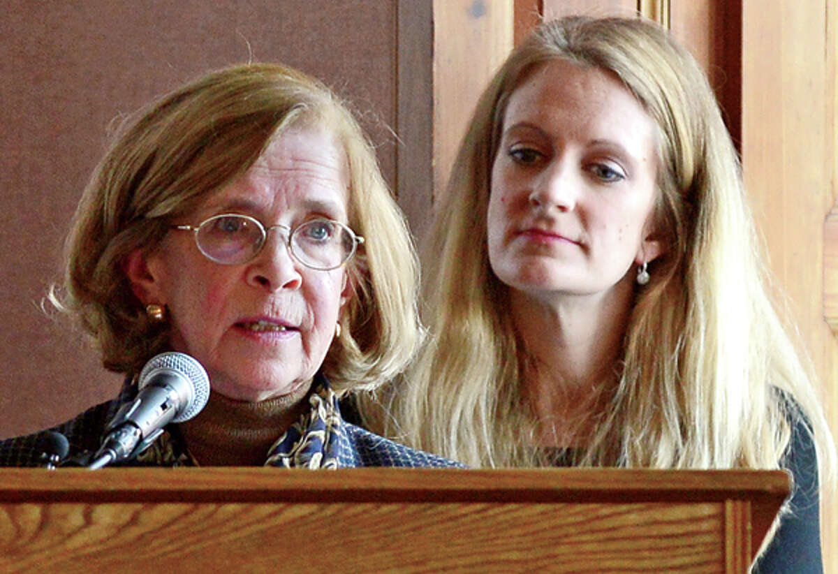 Victoria Schilling and MaryKate Locke speak on childhood health during The Norwalk Early Childhood Council (NECC) Early Childhood Plan Launch of their 2013-2016 plan Wednesday morning in the City Hall Community Room. Hour photo / Erik Trautmann