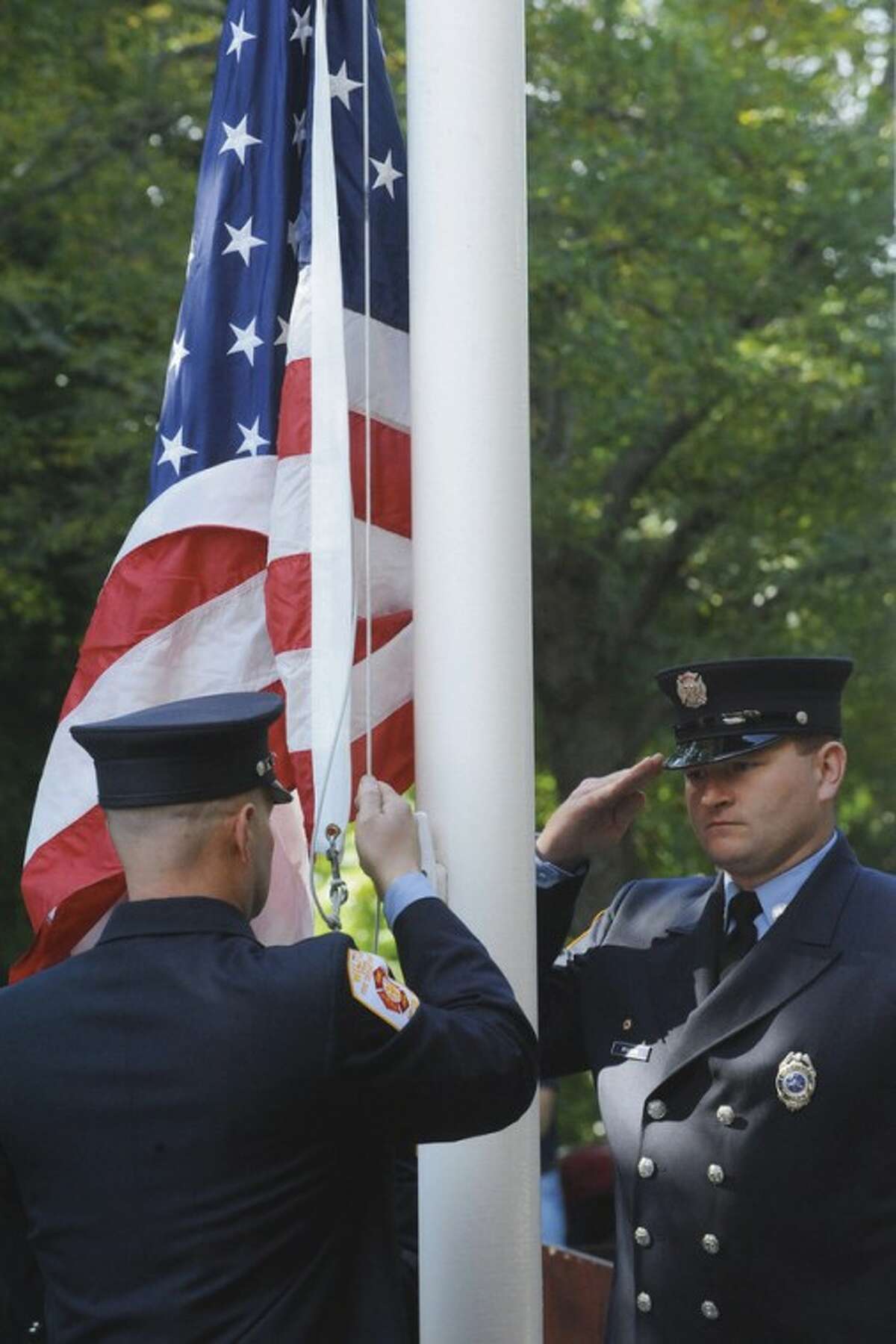 Wilton Fire Department holds a remembrance ceremony Sunday for Wilton residents killed the September 11th attacks. hour photo/matthew vinci