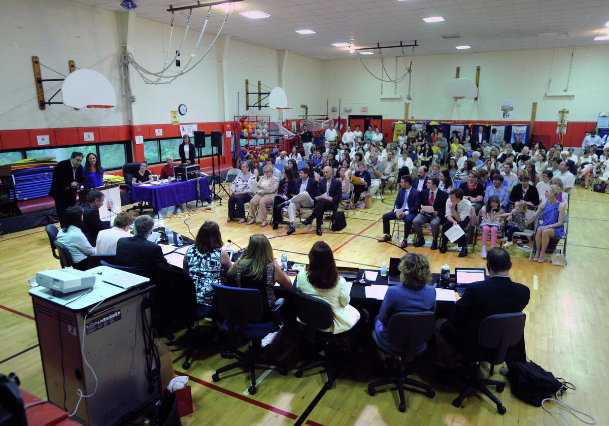It was a full house for the final Greenwich Board of Education meeting of the school year that was held in the New Lebanon School gym in the Byram section of Greenwich on Tuesday night. , June 14, 2016.