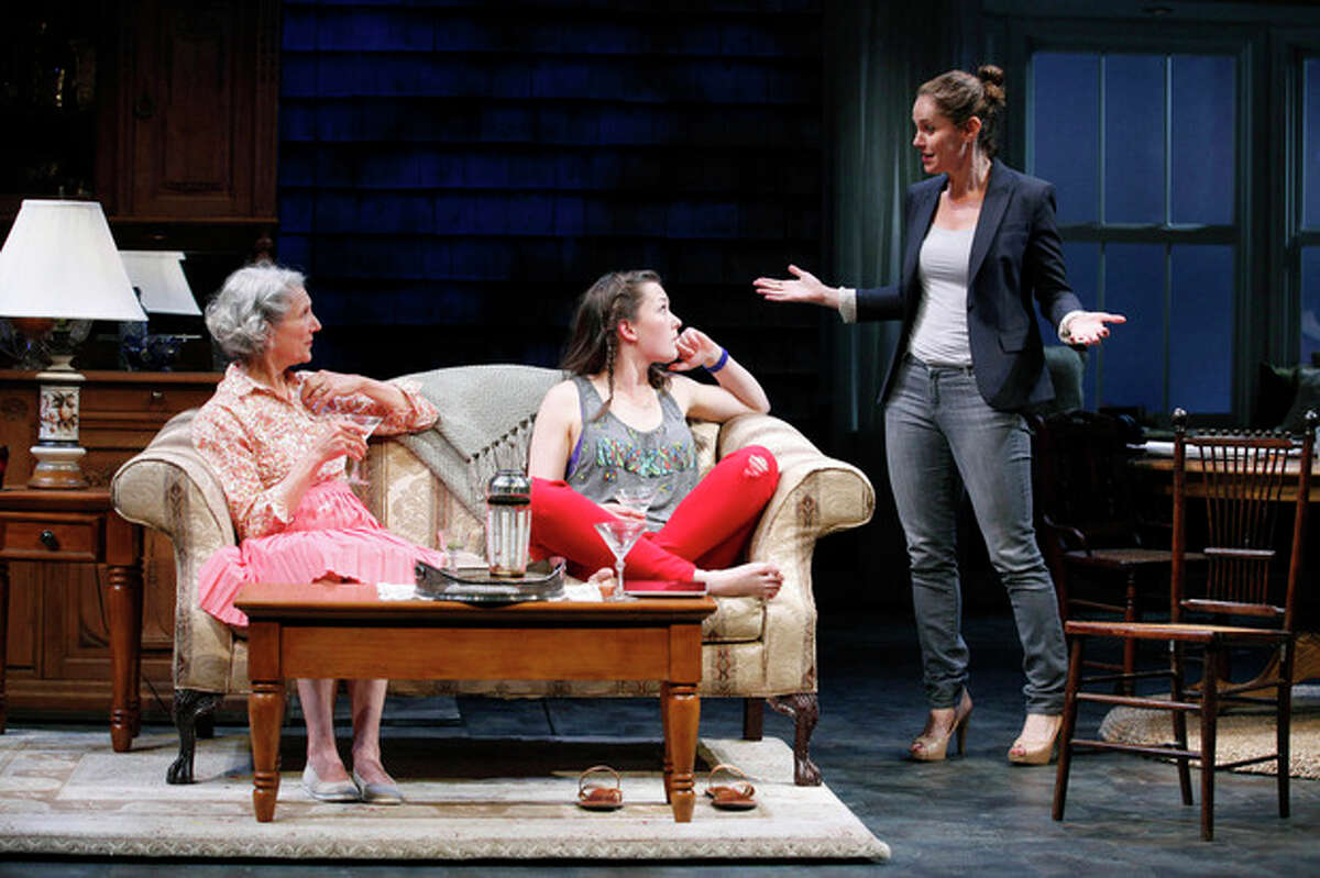 This undated photo released by The Publicity Office shows, from left, Beth Dixon, Virginia Kull and Amy Brenneman in a scene from Gina Gionfriddo's play "Rapture, Blister, Burn" in New York. (AP Photo/The Publicity Office, Carol Rosegg)