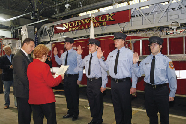 Fire department welcomes four new recruits to Norwalk