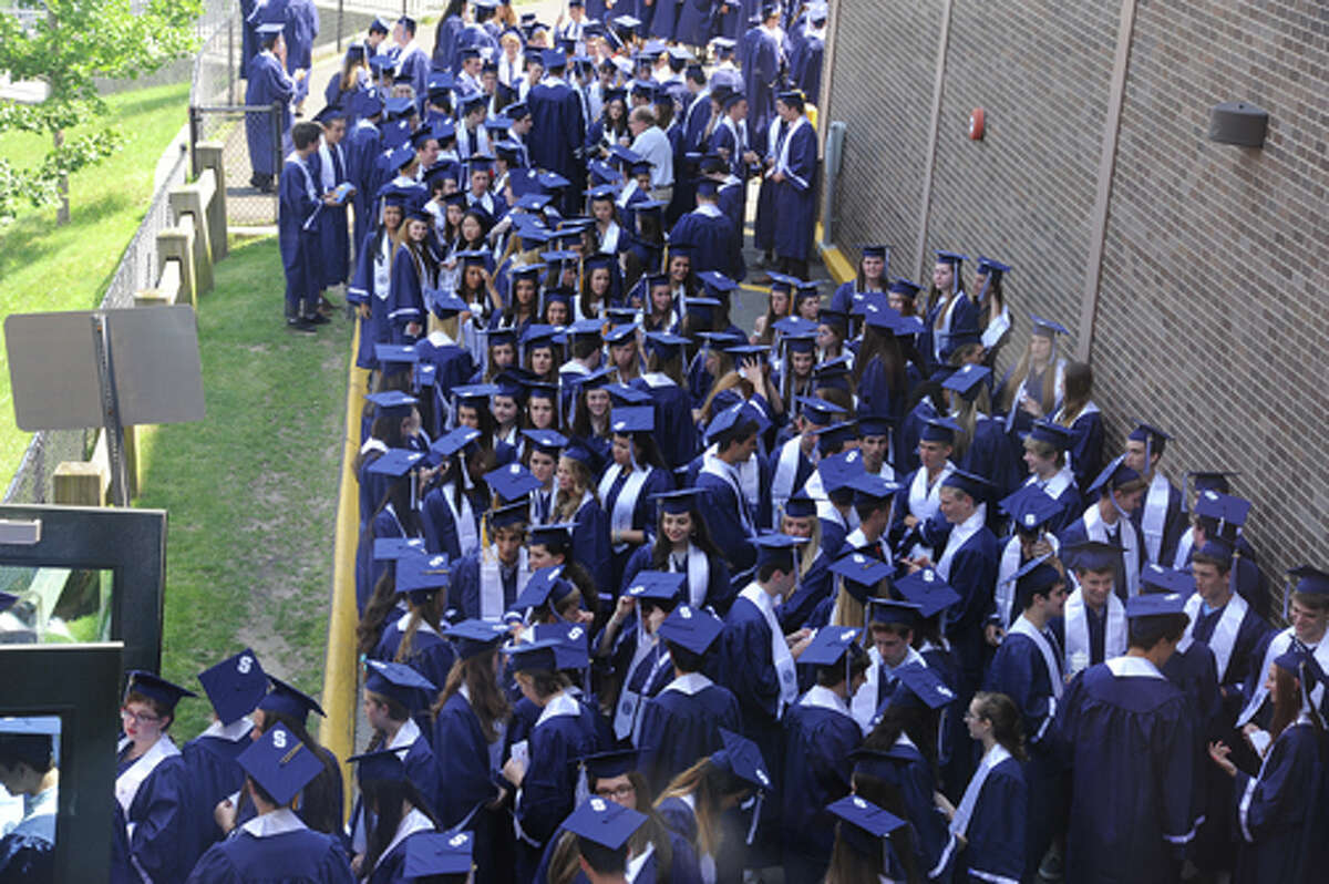 The Staples High School graduation on Friday. Hour photo/Matthew Vinci