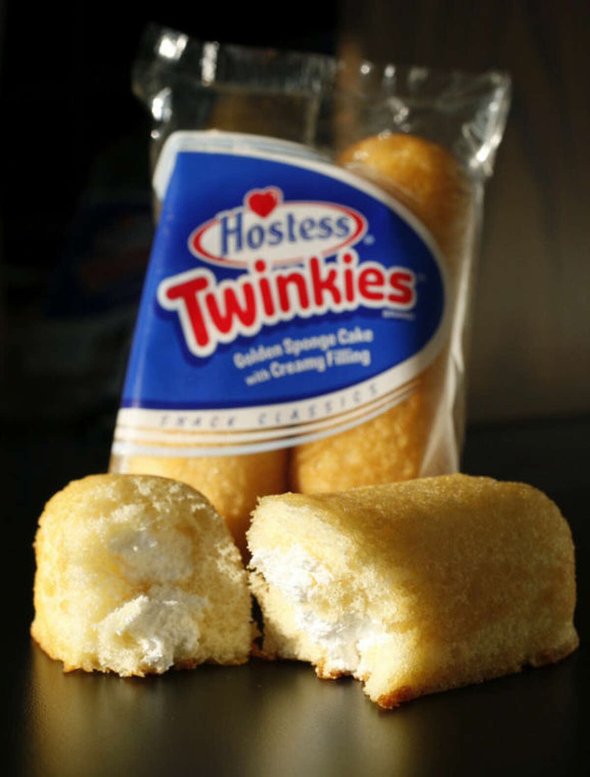 FILE - A Jan. 20, 2012, file photo shows Hostess Twinkies in a studio photograph made in New York. Hostess Brands LLC says the spongy yellow cakes will have a shelf life of 45 days when they start hitting stores again July 15. (AP Photo/Mark Lennihan)