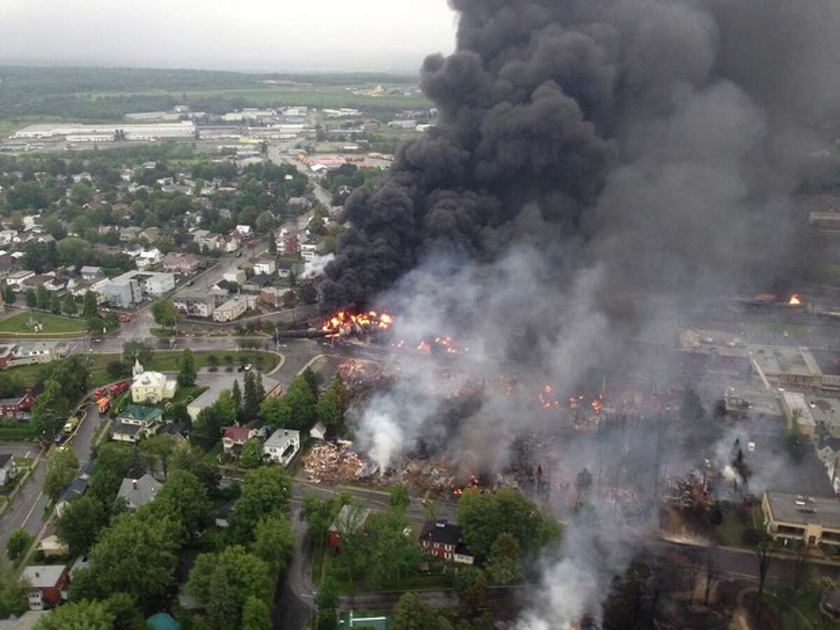 Ap photo This aerial photo shows a fire in the town of Lac-Megantic as seen from a helicopter Saturday, July 6.