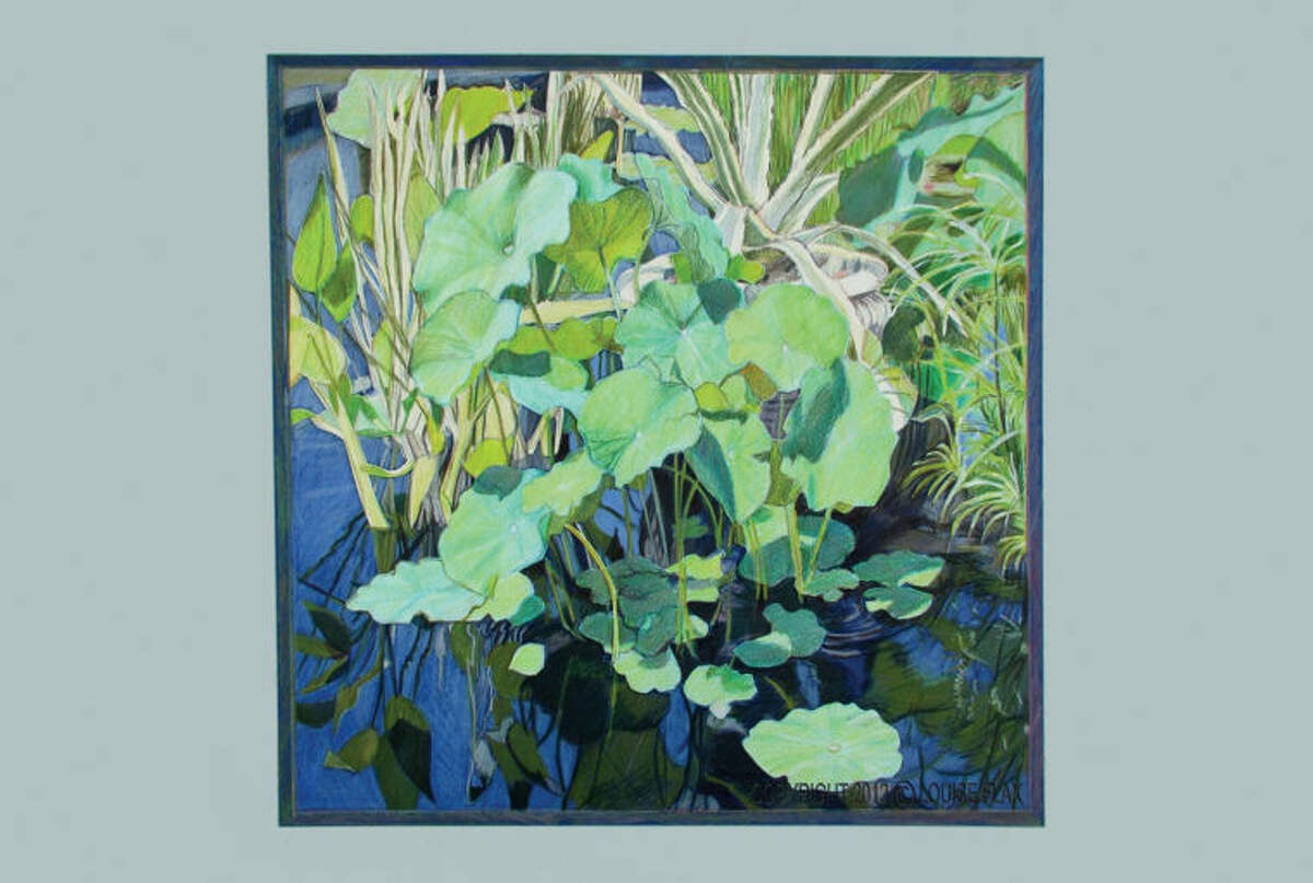 Pictured is “Pond and Pads” by artist Louise Flax. Flax and photographer Garvin Burke will present “Natural Order” at Wilton Library, Friday, June 7, from 6-7:30 p.m. More than 60 works will feature their perspectives on nature. The majority of the works will be available for purchase with proceeds benefiting the library.