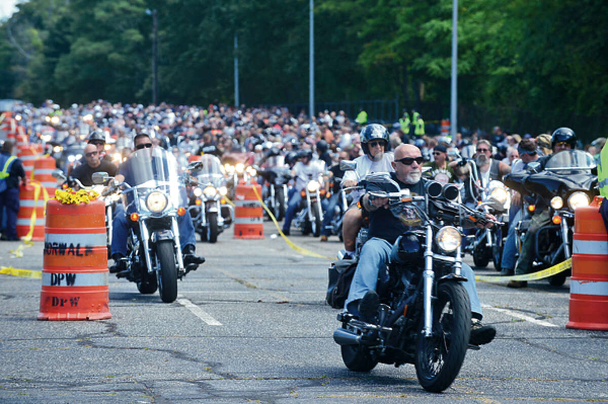 The United Ride tribute started out from Norden Park Sunday for the 12th annual motorcycle ride to benefit first responders and families affected by 9/11. Hour photo / Erik Trautmann