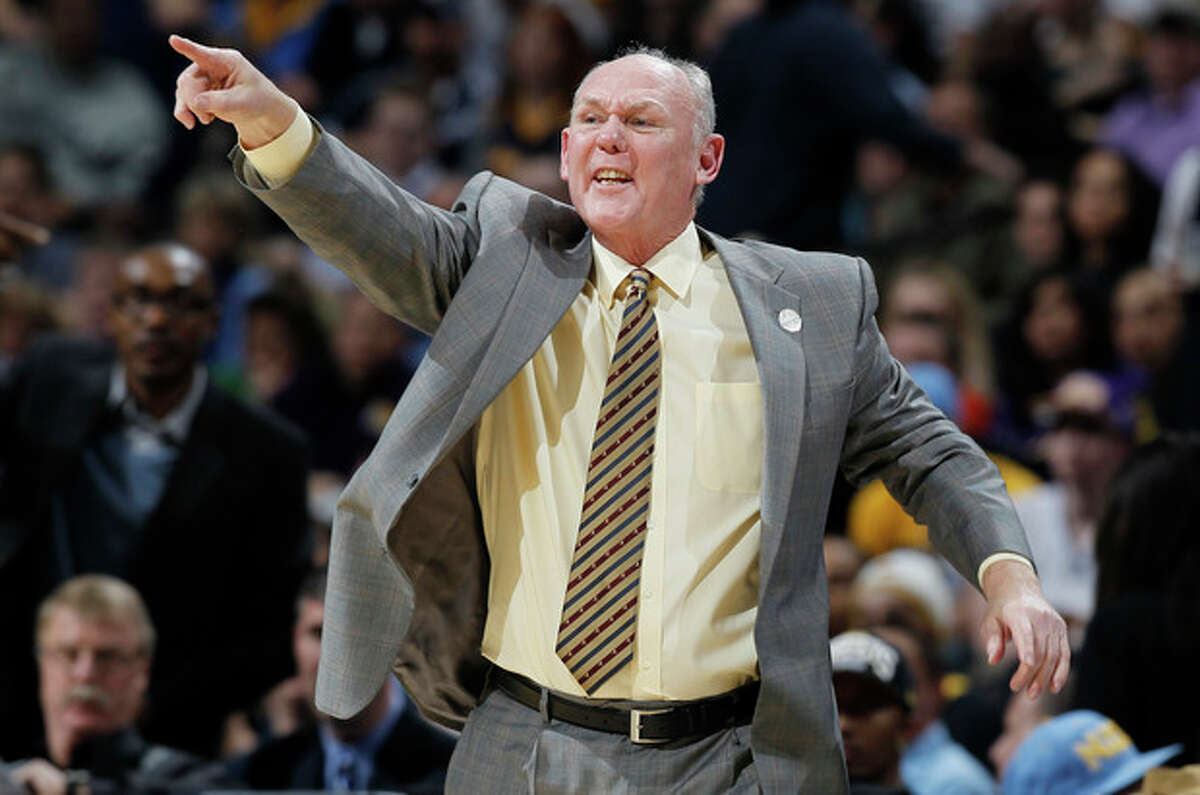 FILE - In this Feb. 25, 2013 file p[hoto, Denver Nuggets head coach George Karl directs his team against the Los Angeles Lakers in the fourth quarter of an NBA game in Denver. Karl is out as coach of the Nuggets. Team President Josh Kroenke confirmed in an email to The Associated Press on Thursday, June 6, 2013 that Karl's tenure was over just weeks after he was named the NBA's coach of the year. (AP Photo/David Zalubowski, File)