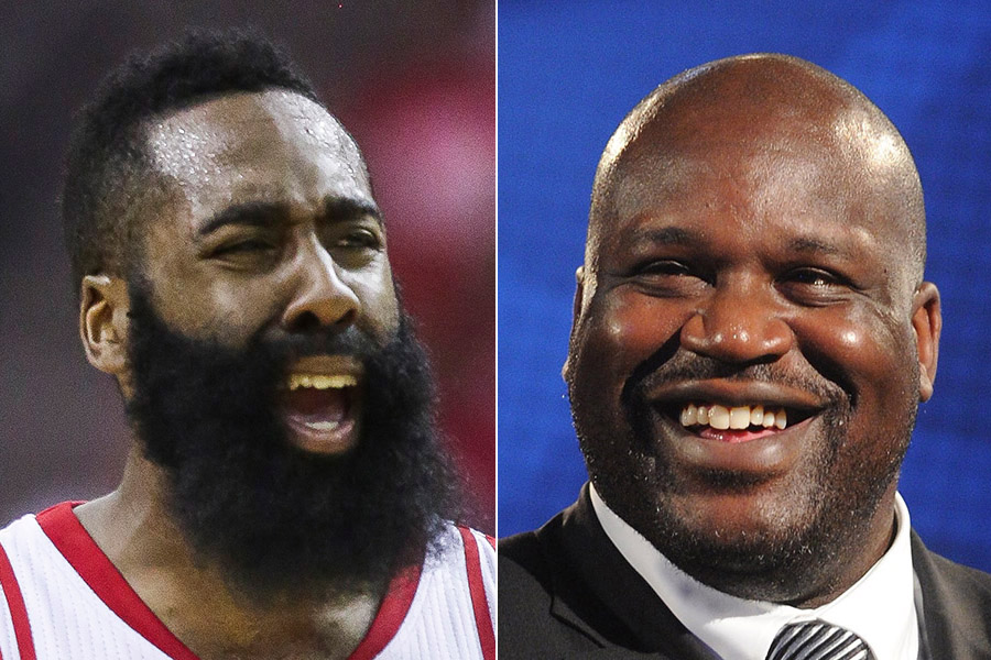 Shaquille O'Neal clowns Rockets' James Harden with MVP 'award'