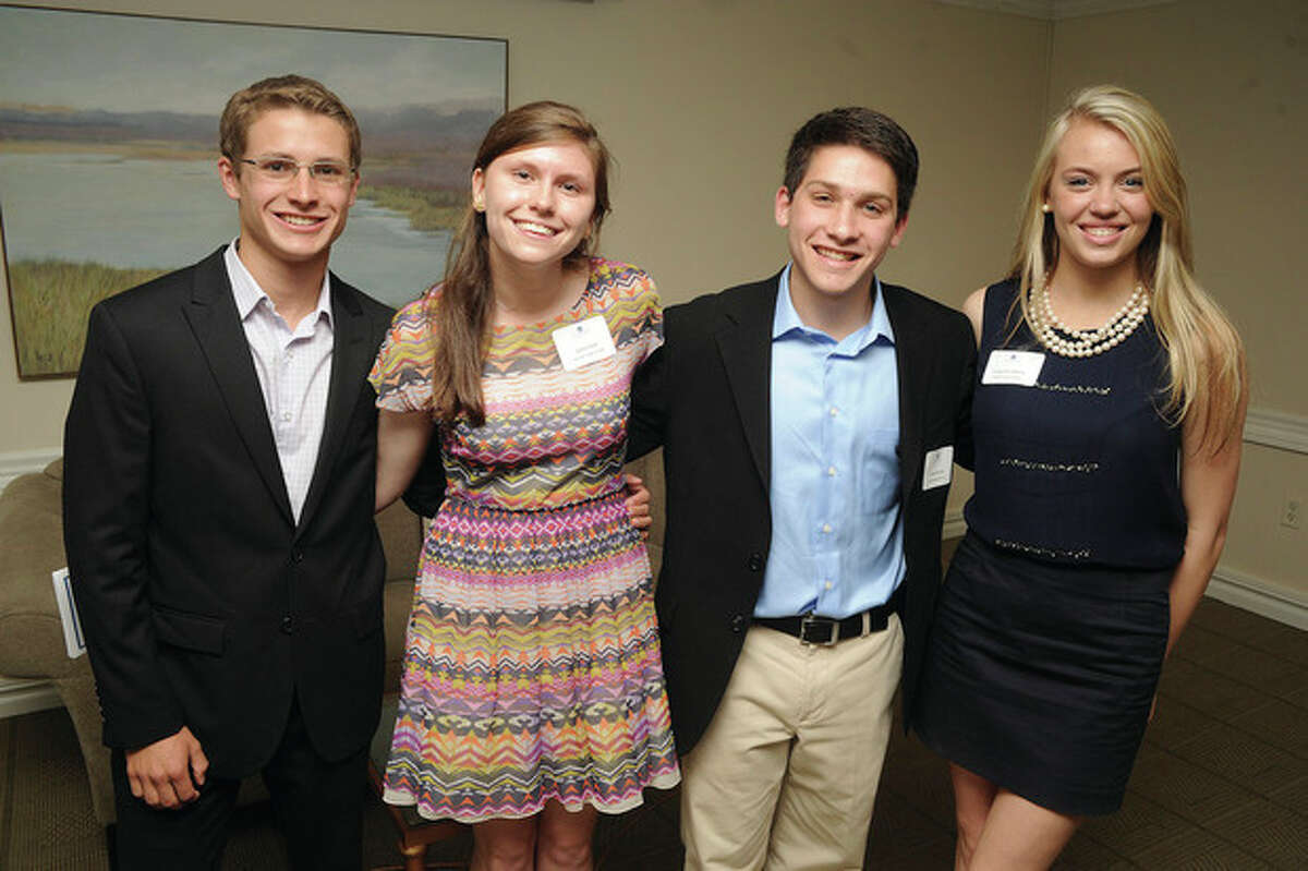 Four Future First Citizens from both Staples and Weston High School, from left, Matthew Proctor, Claire Cook from Weston High School, Corey Wener and Jacqueline Devine from Staples High School.The Westport-Weston Chamber of Commerce 1st Citizens' Awards Banquet honors one citizen from both the Westport and Weston communities on Tuesday at the Inn at Longshore in Westport. Hour photo/Matthew Vinci