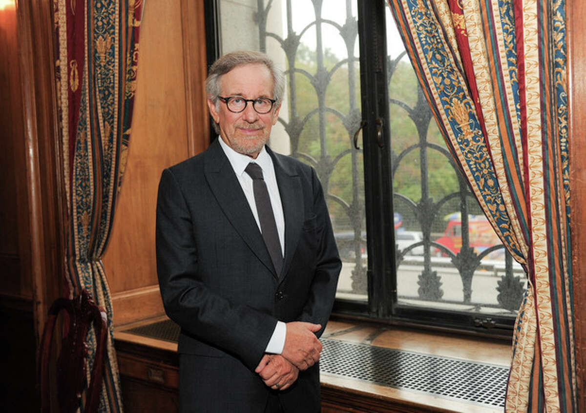 Filmmaker Steven Spielberg poses at the Museum of Natural History before the Ambassadors For Humanity Gala honoring George Clooney on Thursday, Oct. 3, 2013 in New York. (Photo by Evan Agostini/Invision/AP)