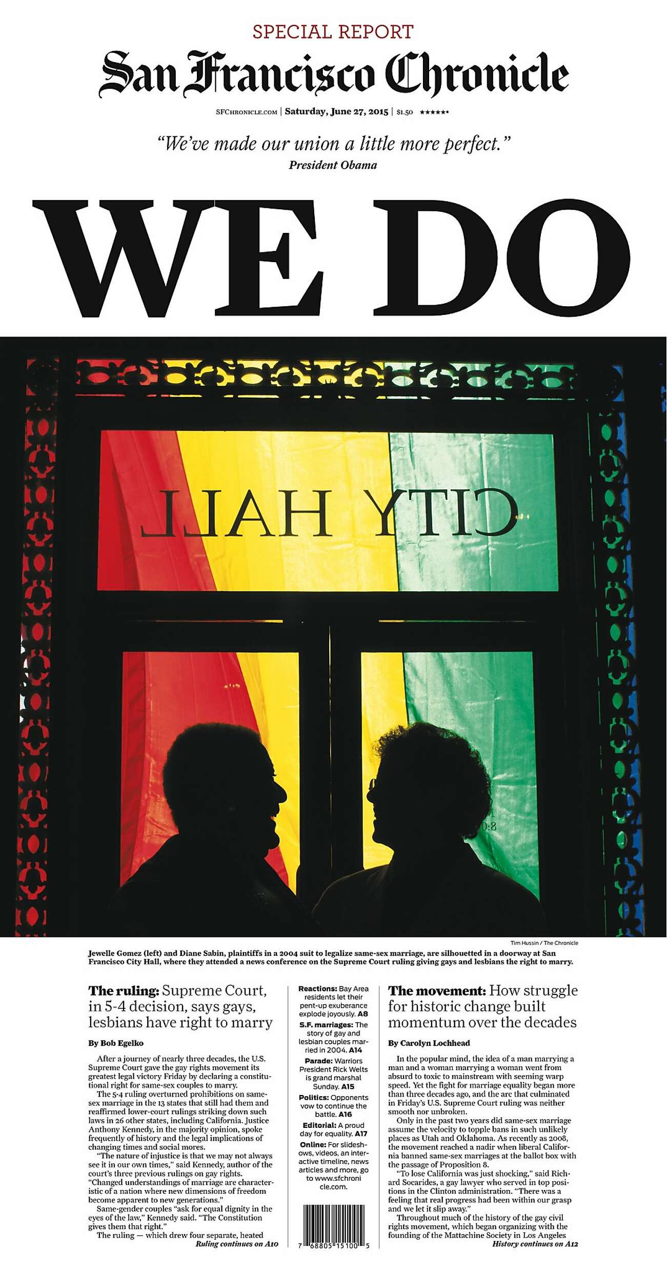 Chronicle Covers: Moments of pride two years apart