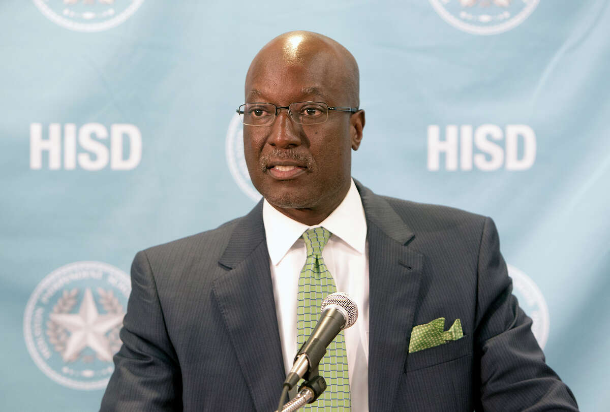 Deputy Superintendent Ken Huewitt speaks during a news conference at the Hattie Mae White Educational Support Center, Tuesday, Sept. 15, 2015, in Houston. Two HISD students died earlier in the day in a crash involving a school bus. (Cody Duty / Houston Chronicle)