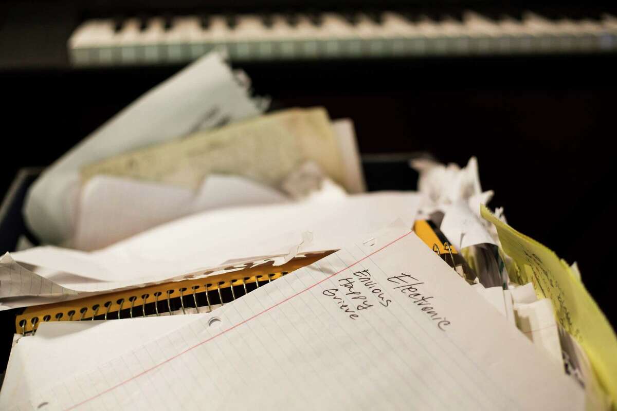 Stacks of lyrics and notes fill space in Terry Hendrix’s music room. These are just the tip of the iceberg, she admits, but the order will come as she wraps up her music and memoir “Project 5.”