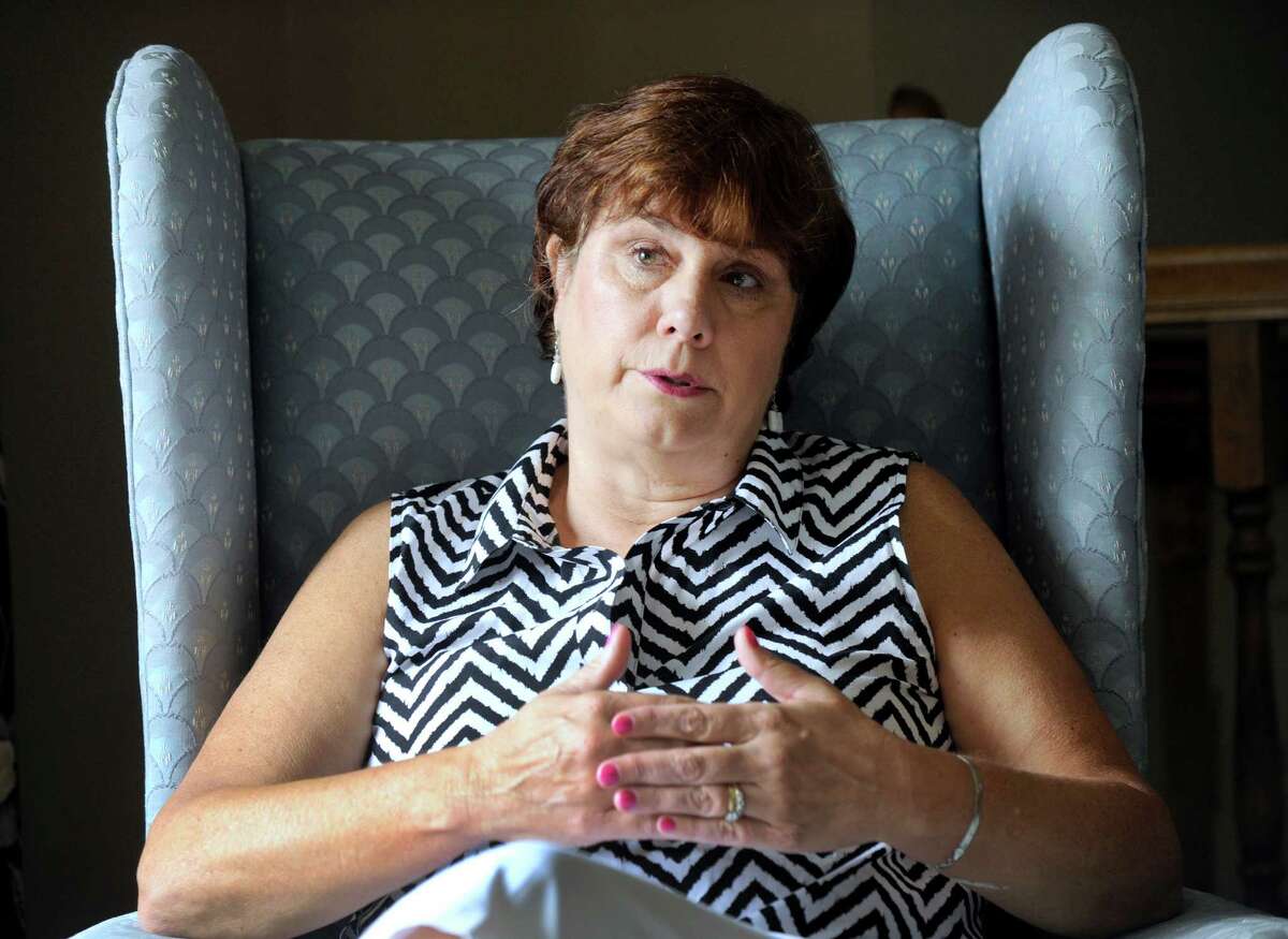 Lori Kehoe, wife of retired Newtown Police Chief Michael Kehoe, talks about the struggles she and others faced in the aftermath of the 2012 Sandy Hook School shootings, Thursday, June 16, 2016.
