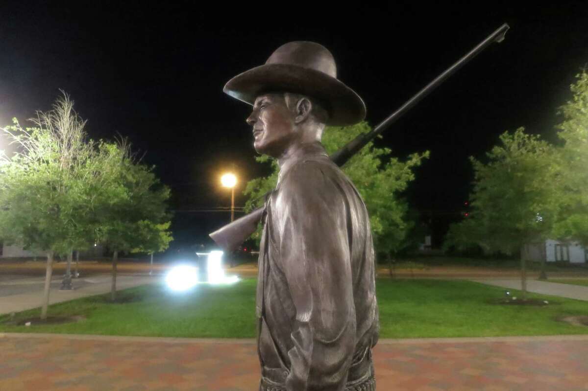 A statue honoring Frank Hamer, Navasota's city marshal in the early 1900s, notes that he was never reluctant to arrest the hardliners who broke the law.