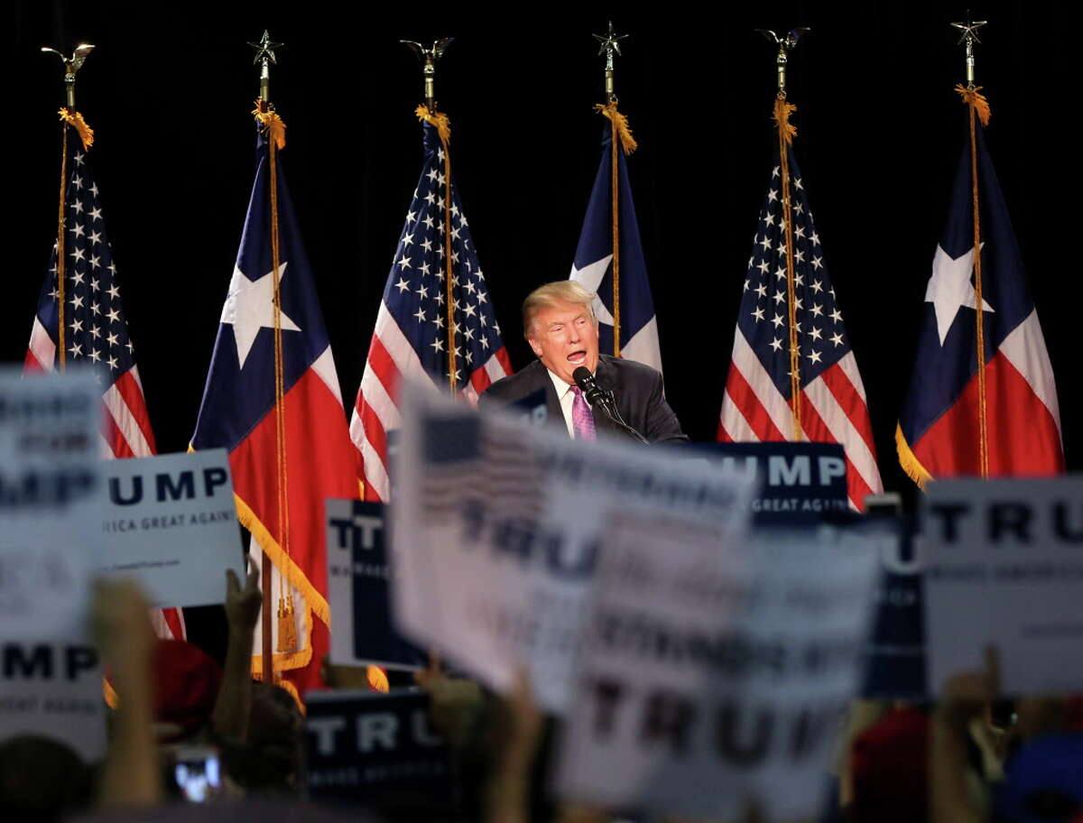 Donald Trump speaks during a campaign rally in The Woodlands on Friday.