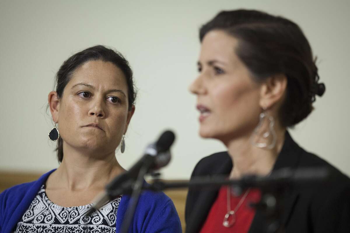 Oakland Mayor Libby Schaaf, flanked by City Administrator Sabrina Landreth addressed the media about Landreth's appointment to over see the Oakland Police department during a press conference at City Hall in Oakland, California, USA 17 Jun 2016. (Peter DaSilva/Special to The Chronicle)