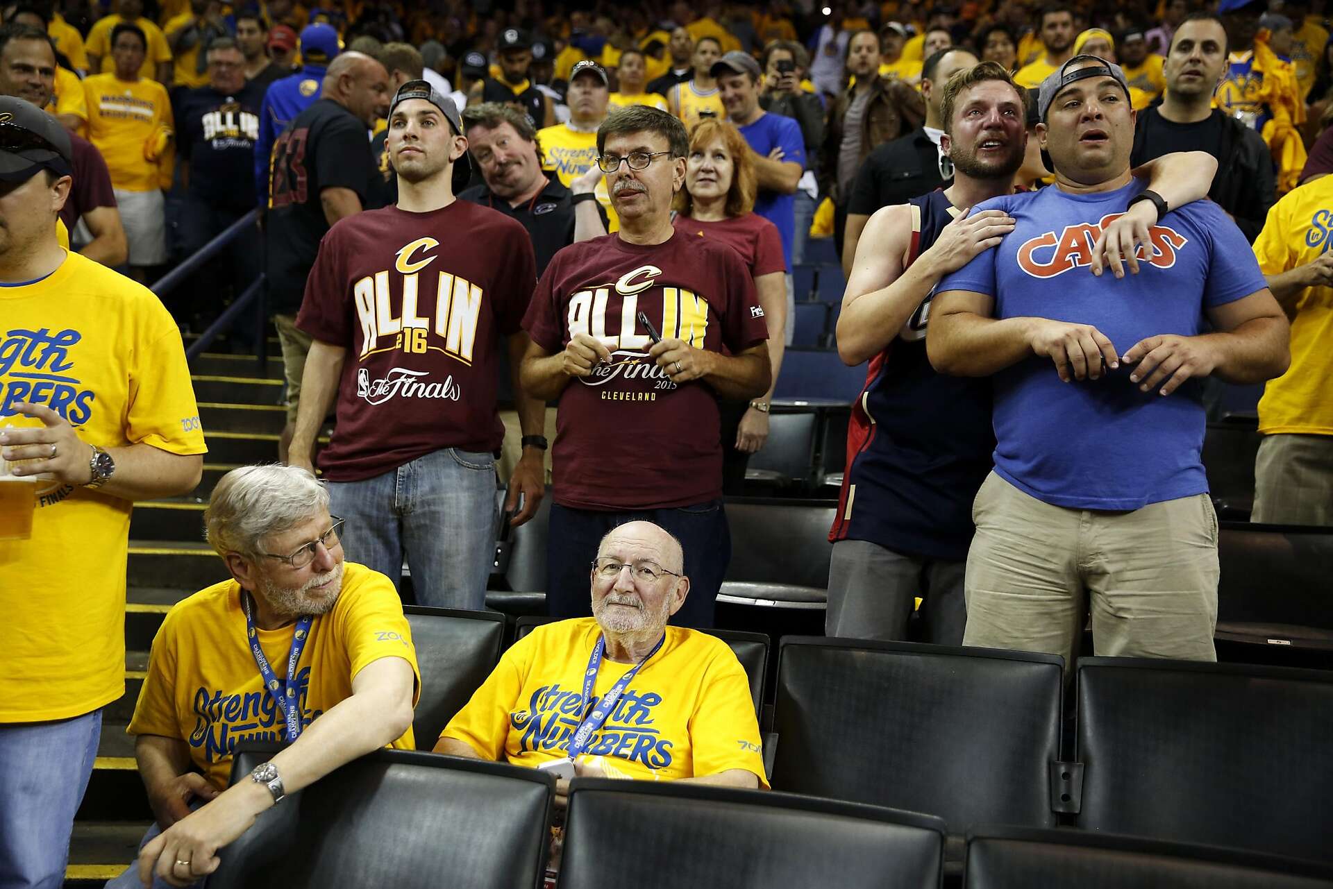 Nba Front Row Fans Fan falls during Game 7 NBA Finals at Oracle Arena