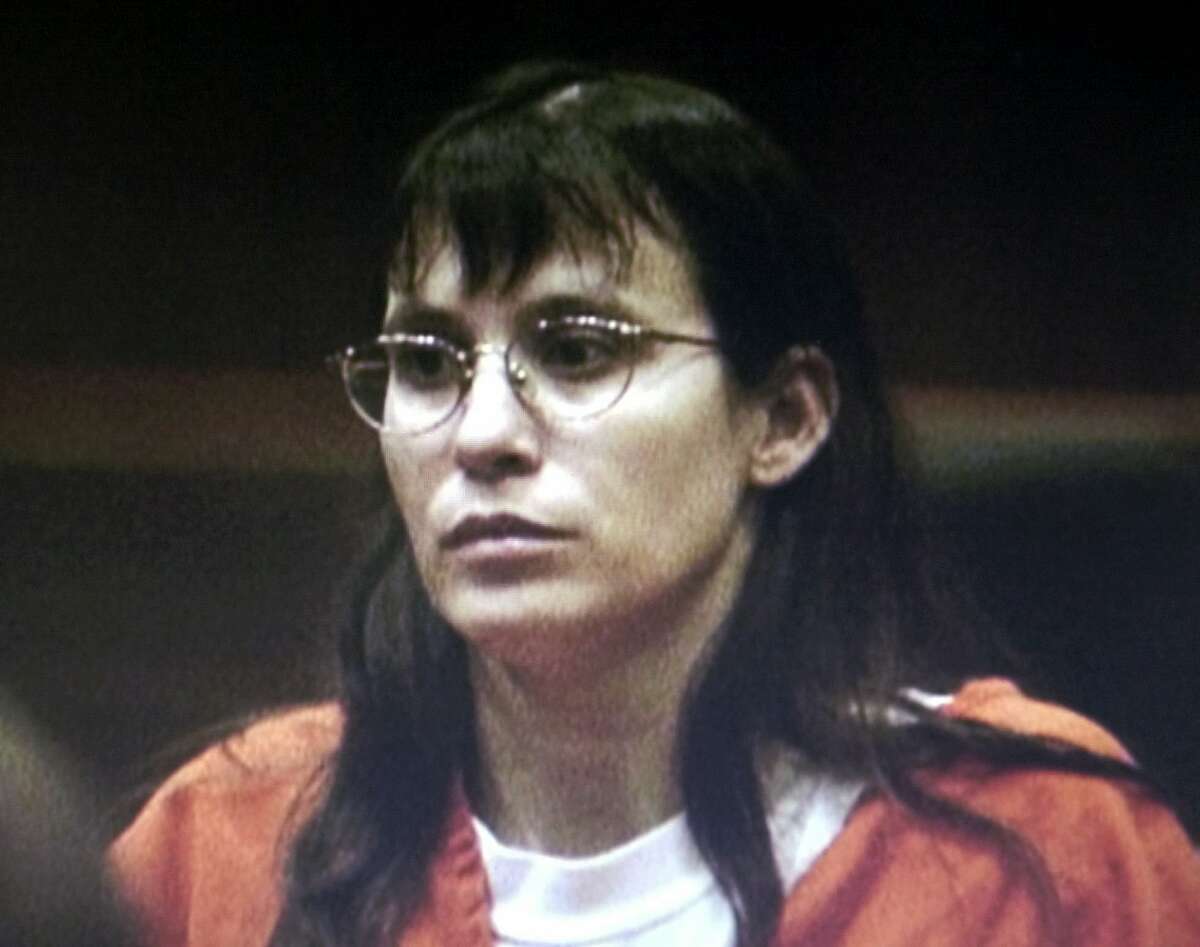 Andrea Yates, shown in this image from television, sits in a Houston courtroom Thursday, Sept. 20, 2001, during her competency hearing. The hearing is to determine whether Yates is competent to stand trial for the June 20 deaths of her five children. If Yates is found competent, a separate jury will determine her guilt or innocence. She has said she is innocent by reason of insanity. (AP Photo/Image from video pool)