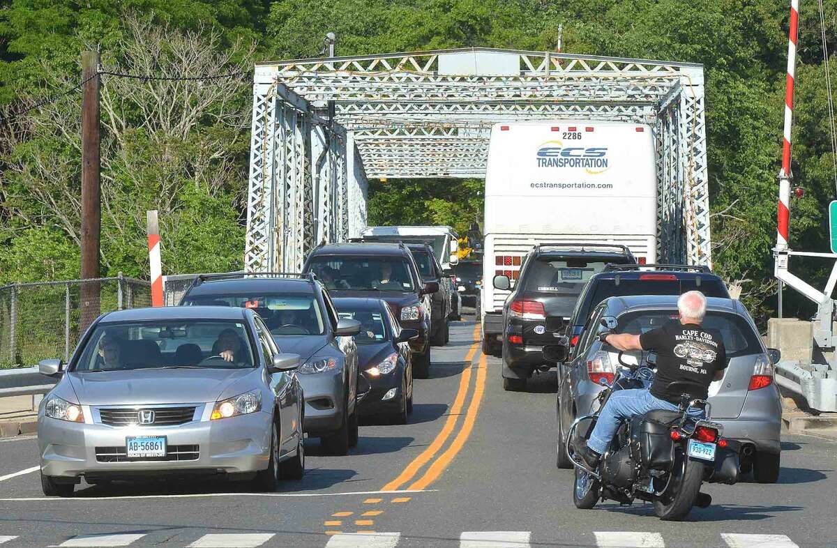 Traffic on the William Cribari Memorial Bridge over the Saugatuck River during rush hour on Tuesday May 31 in Westport, Conn.