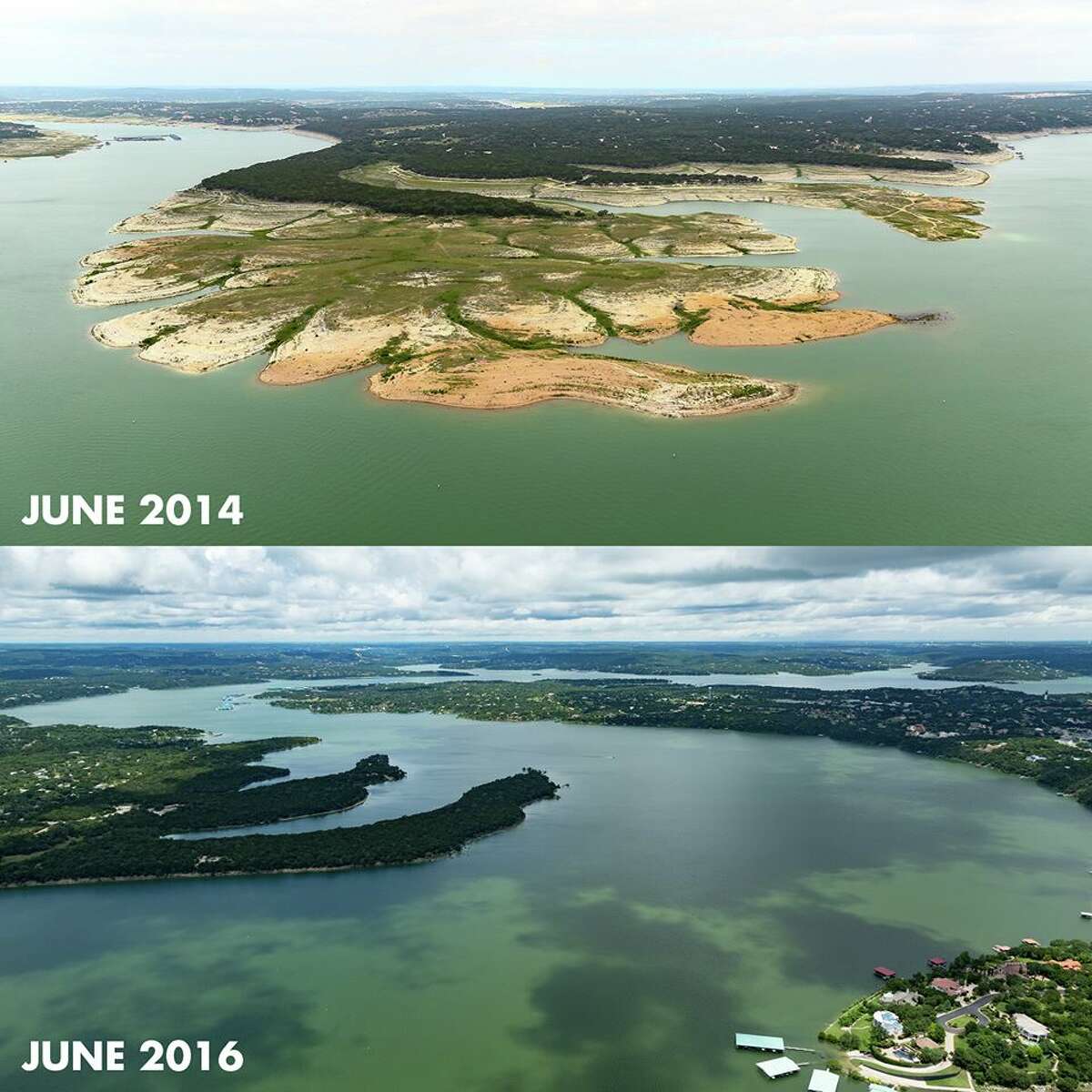 Aerial progression photos show Central Texas' Lake Travis' twoyear