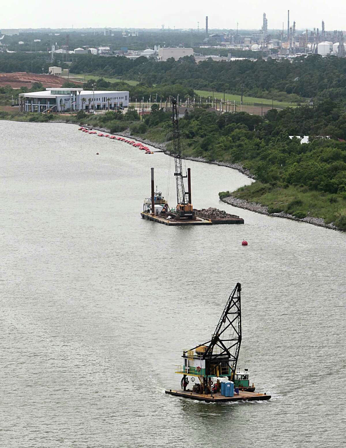 Dredging work continues in June near the ﻿Bayport Container Terminal﻿. Regular dredging is essential to maintaining the Ship Channel's depth.