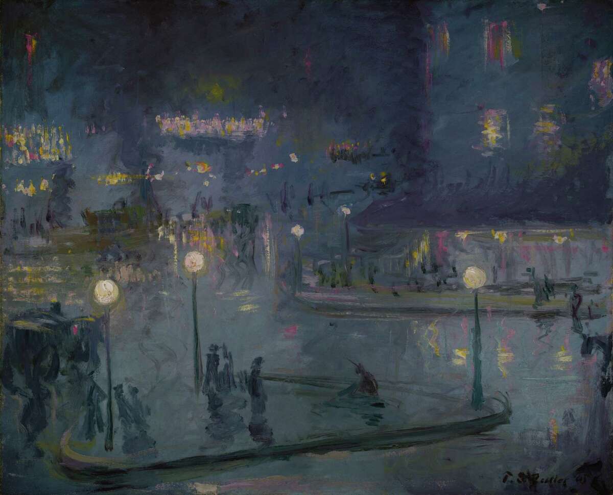 “ Place de Rome at Night ” (1905) by Theodore Earl Butler, is on display at the Bruce Museum in the “Electric Paris” exhibition.
